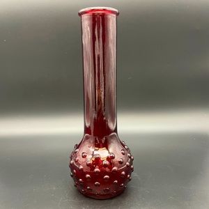 Hobnail Bottom red glass vase